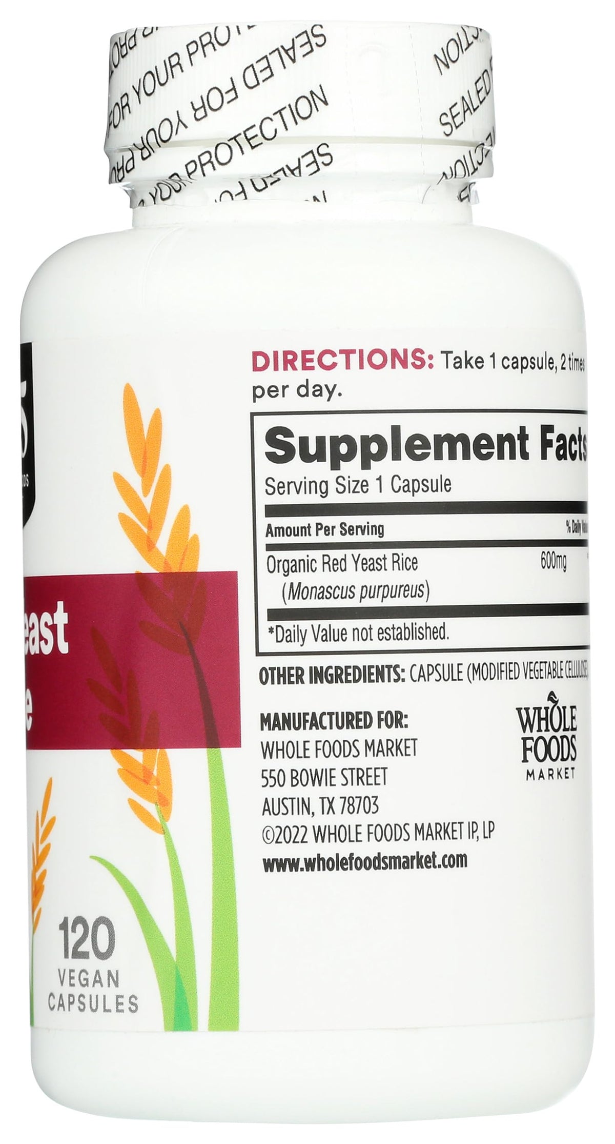 Red Yeast Rice 600mg 120 Count C7854