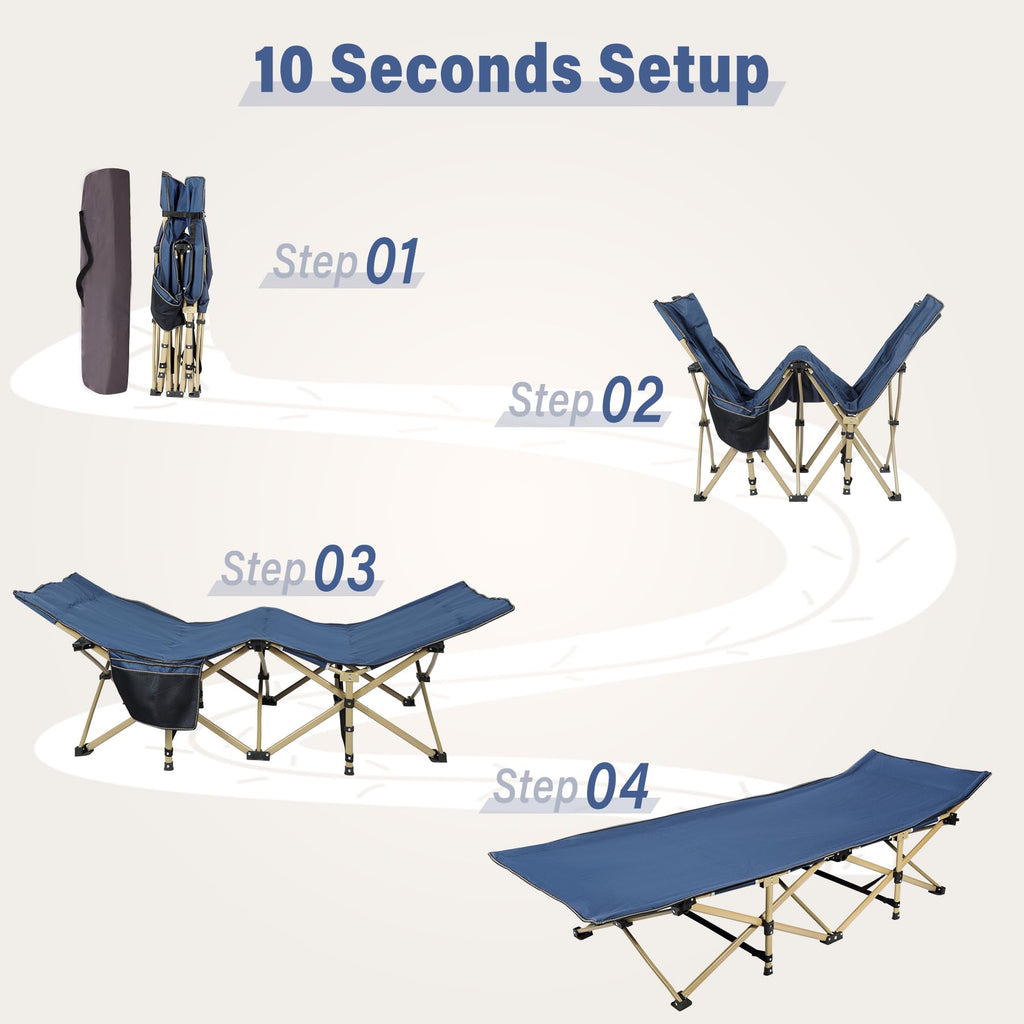 2-Pack Extra Wide Heavy Duty Folding Camping Cots Blue A3949