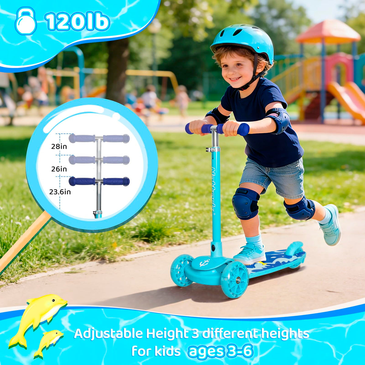 3-Wheel Toddler Kick Scooter with Light-Up Wheels Z38546