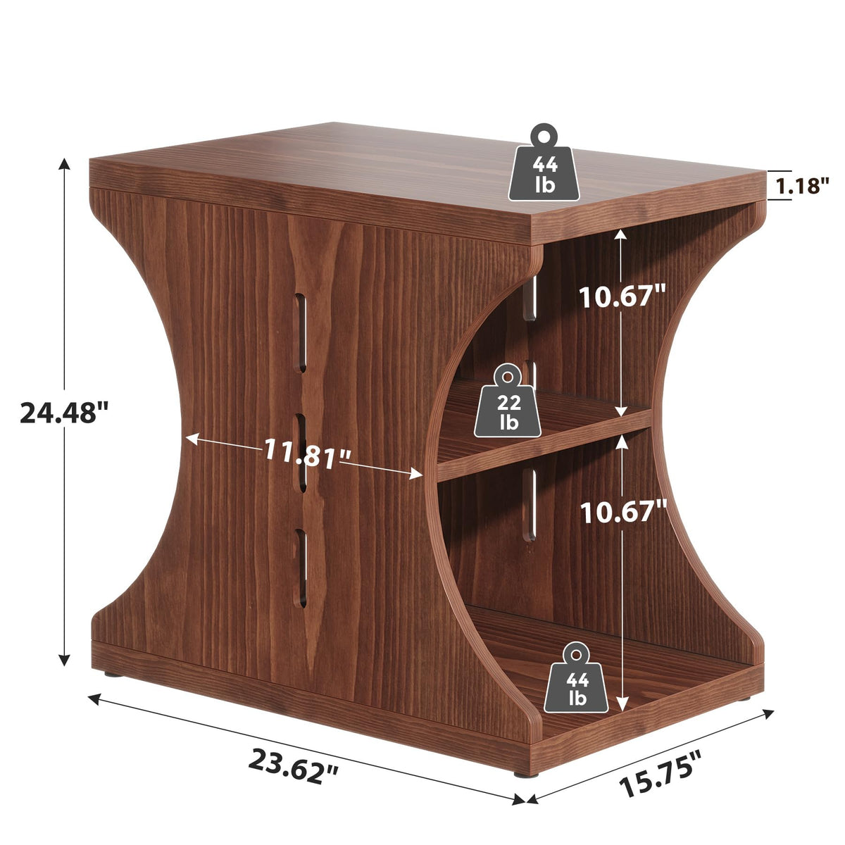 Brown Solid Wood Side End Table Y179358