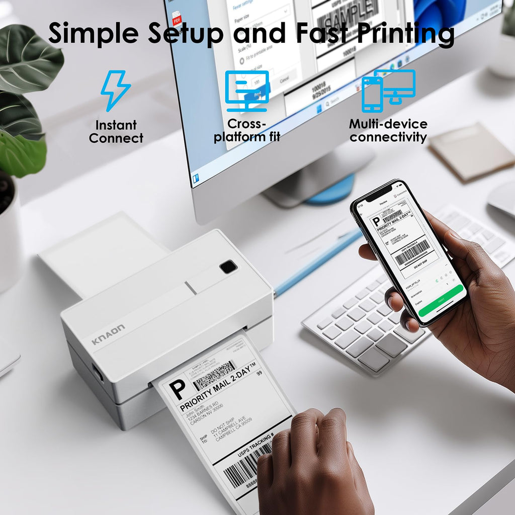 White 4x6 Portable Bluetooth Thermal Label Printer E659