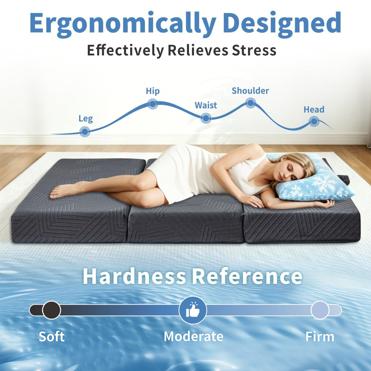 6 Inch Foldable Memory Foam Mattress Queen Size N3238