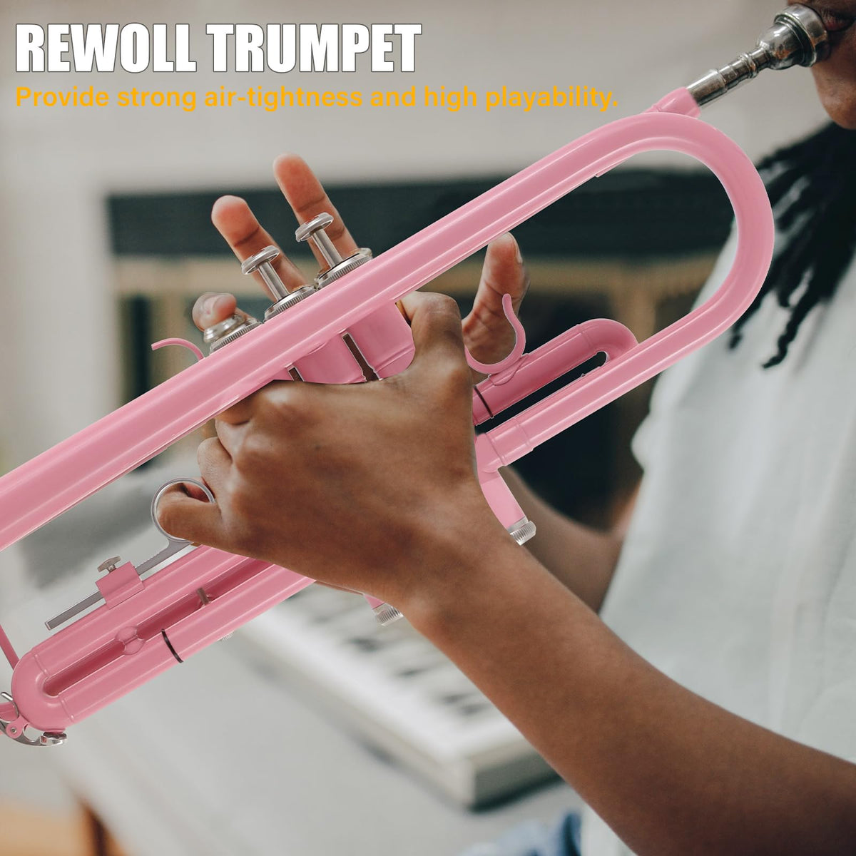 Bb Standard Trumpet Set with Hard Case, 7C Mouthpiece, Gloves (Pink) E3185