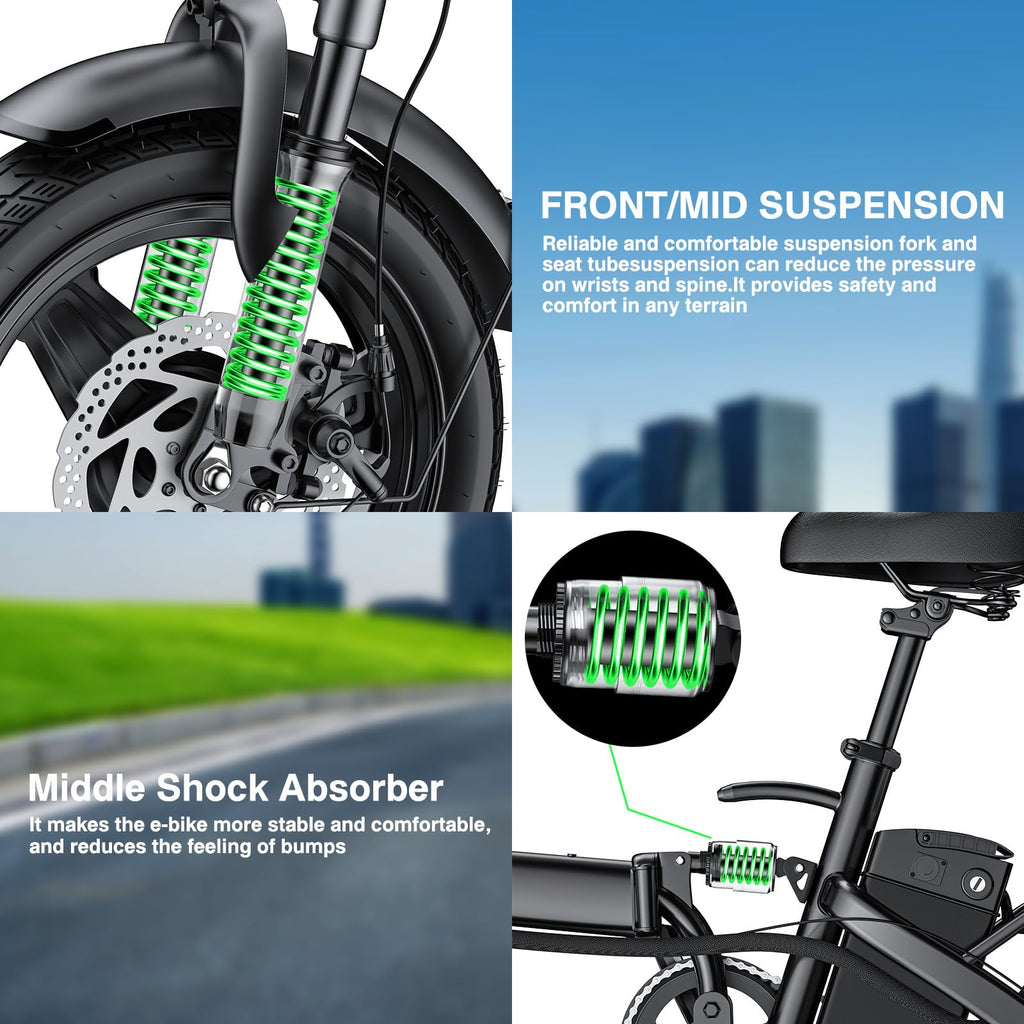 Electric Bike 1200W Peak Motor 20-28MPH 32 Miles Range Removable Battery Q219080