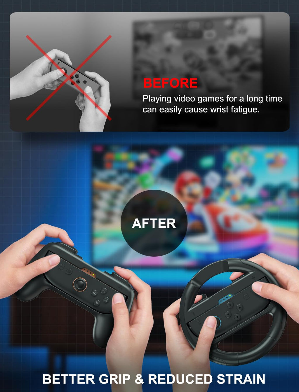 Joy-Con Grips & Steering Wheels Bundle I478