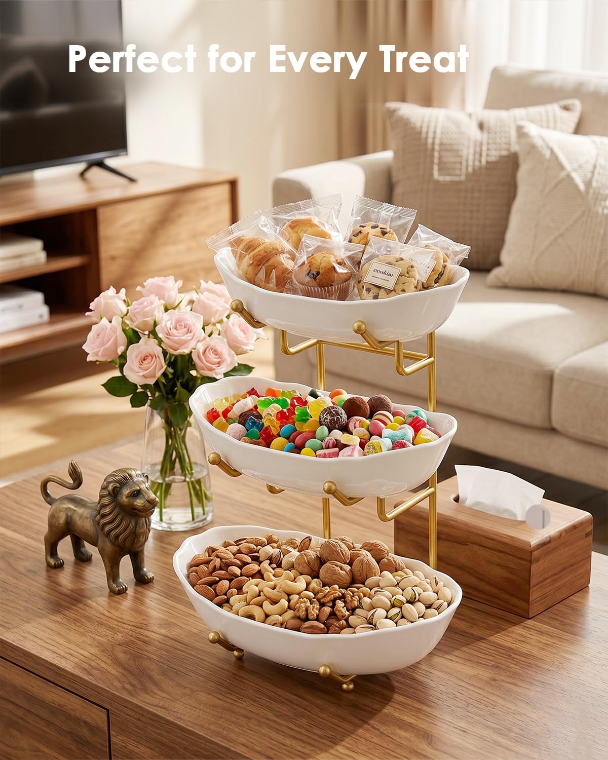 3 Tier Ceramic Fruit Bowl with Stand X670527
