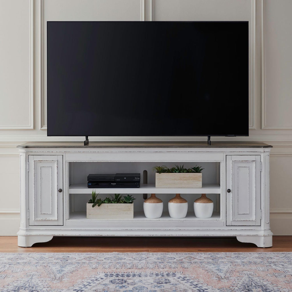 82 Inch Antique White TV Console E489639