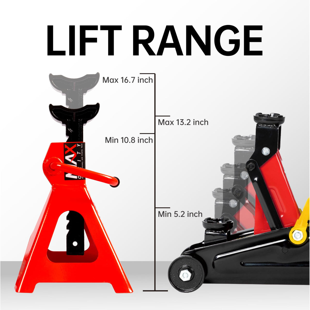 2-Ton Hydraulic Low Profile Trolley Floor Jack with Case and 1 Pair 2 Ton Jack Stands F839