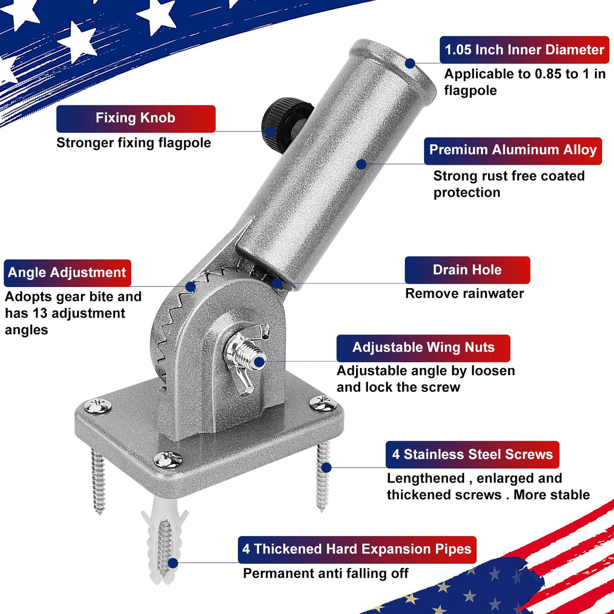 Heavy Duty Aluminum Flag Pole Holder Y118084