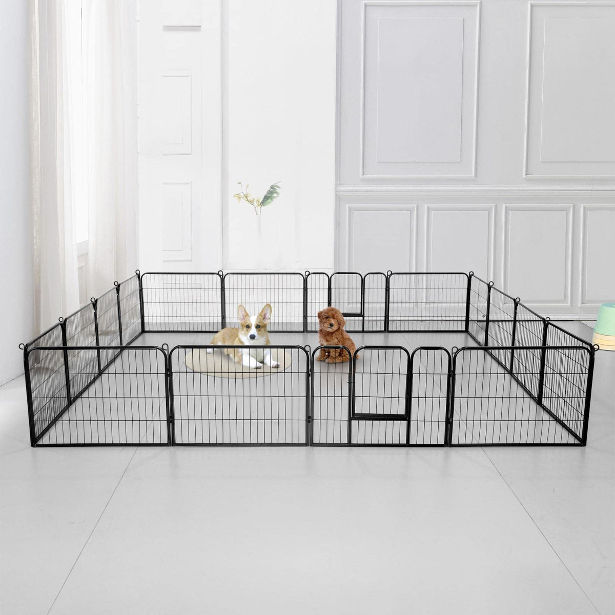 24" H 16-Panel Extra Wide Dog Playpen with Door S6754