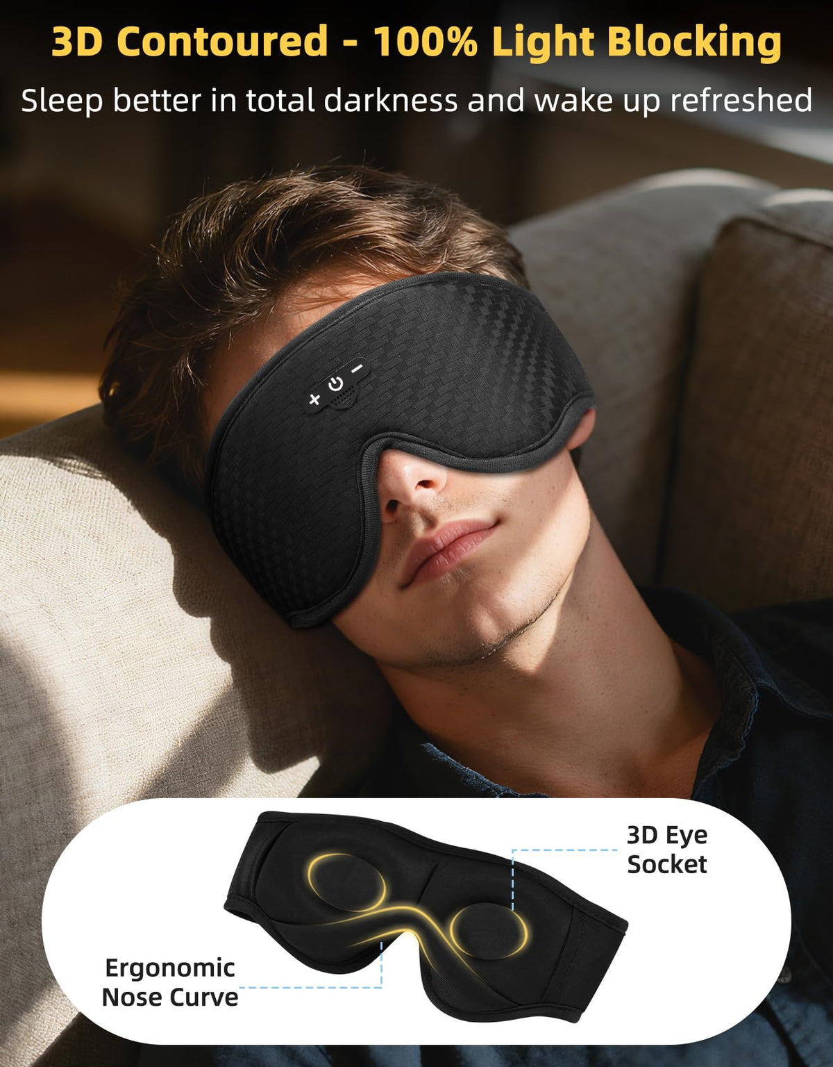 Adjustable Sleep Mask with Bluetooth Headphones X2783