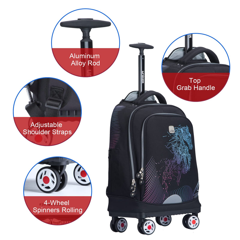 Rolling Backpack with Wheels Fits 15.6 Inch A595