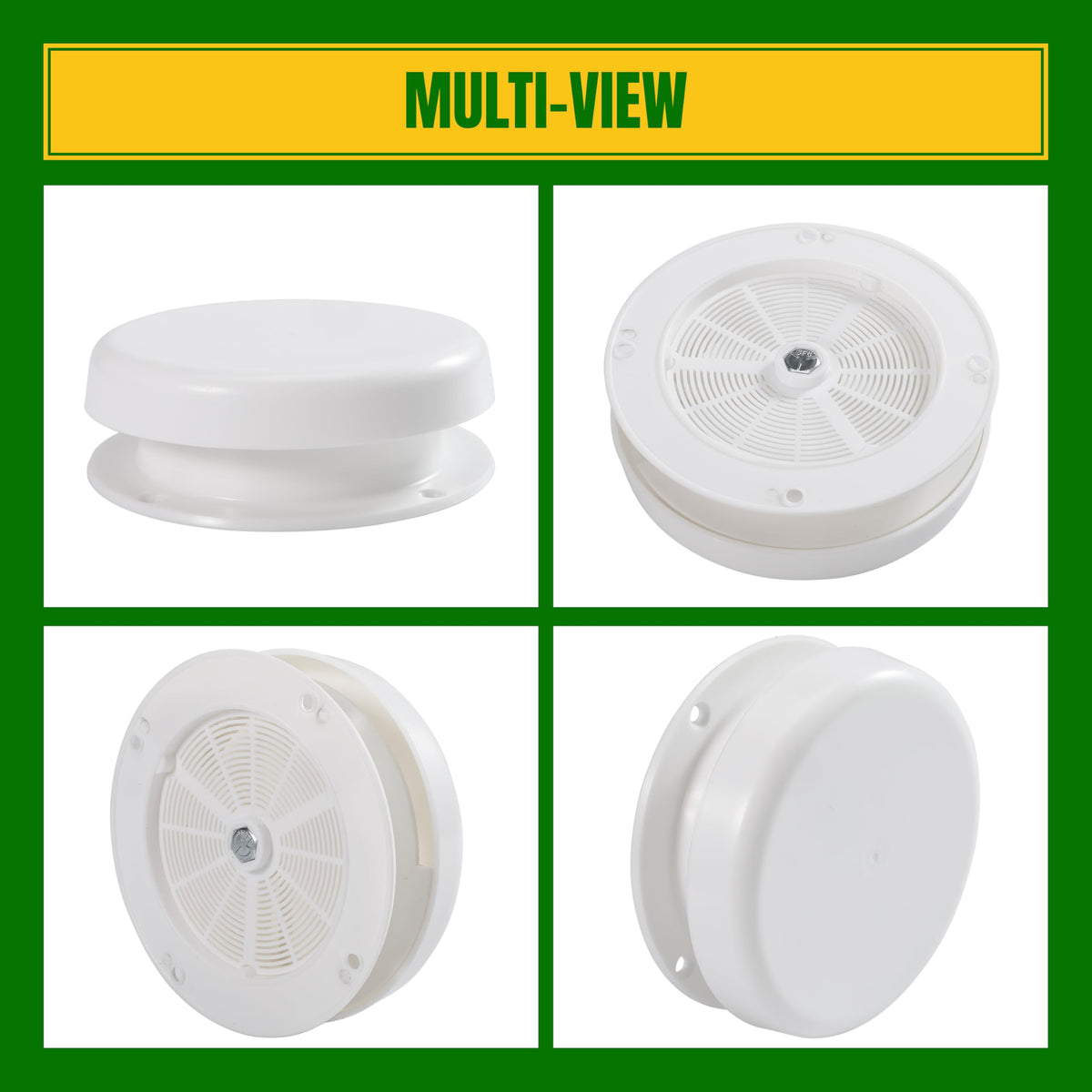 White RV Roof Mushroom Vent with Water Cover Guard Cap V782