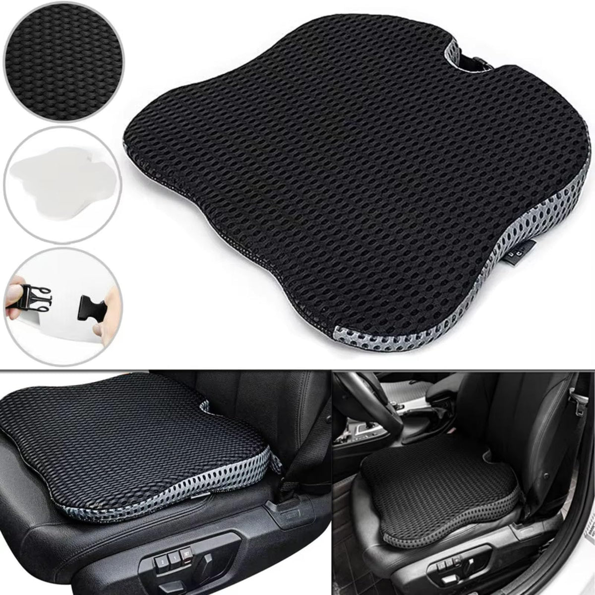Memory Foam Car Seat Booster Cushion Grey U9203