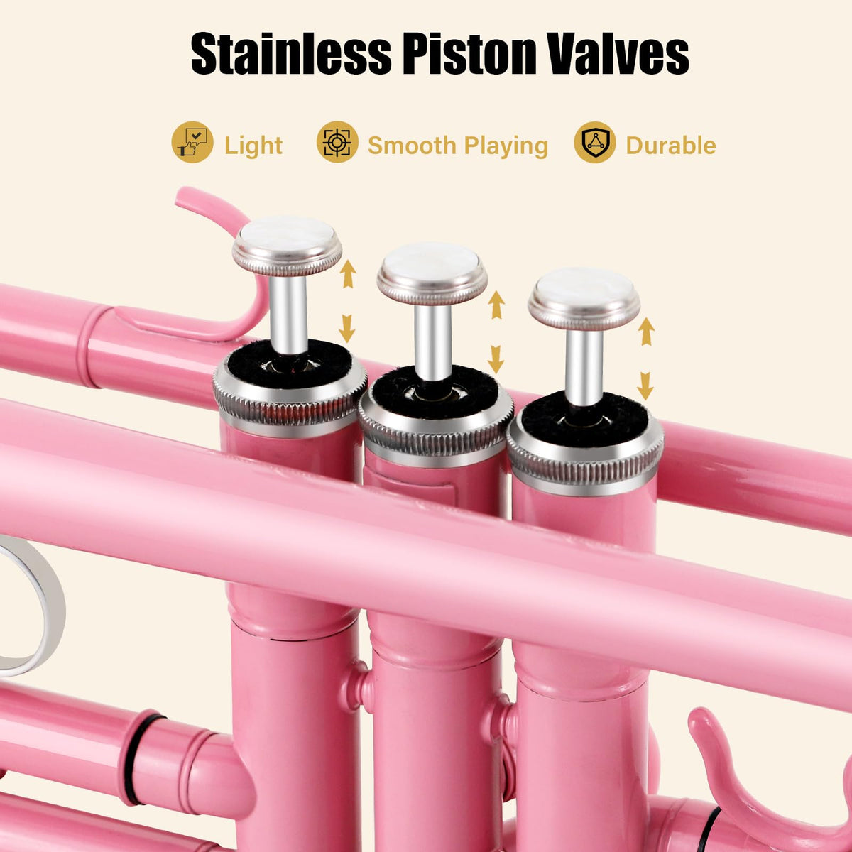 Bb Standard Trumpet Set with Hard Case, 7C Mouthpiece, Gloves (Pink) E3185