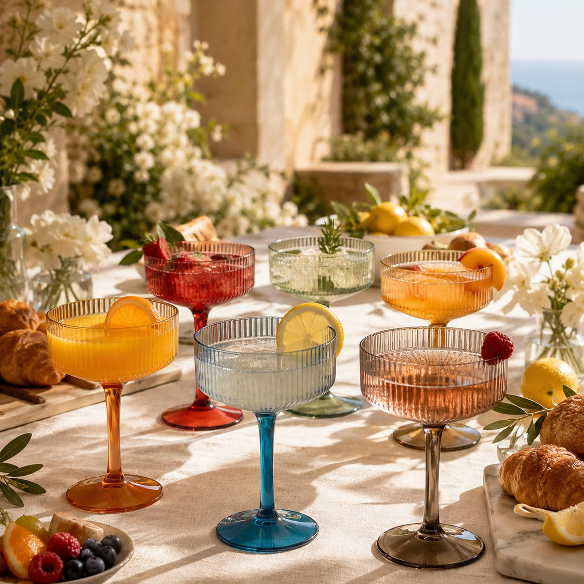 Ribbed Acrylic Martini Glasses Set of 6 T69127