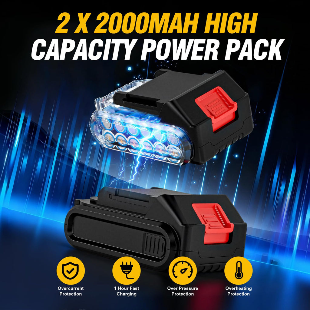 21V Brushless Cordless Drill with 2.0Ah Power Pack and Charger E18507