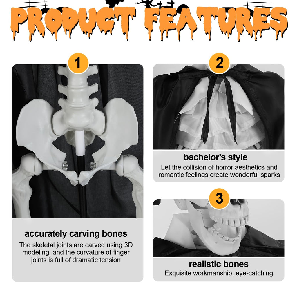 Halloween Skeleton Decor, 5.4 ft Posable C361