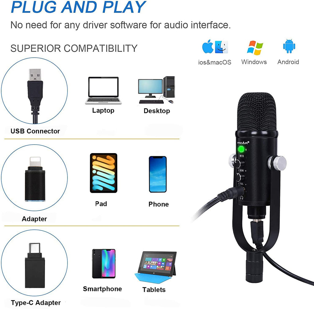 USB Condenser Microphone Kit with Boom Arm L215