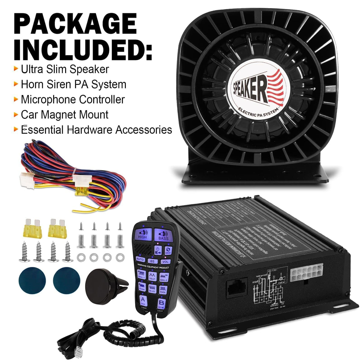 200W Multi-Tones Emergency Siren Speaker Kit with Handheld Microphone R968399