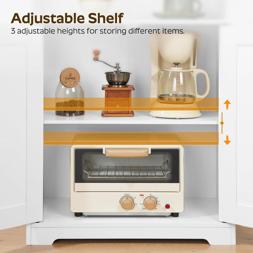 White Coffee Bar Cabinet with Storage G960