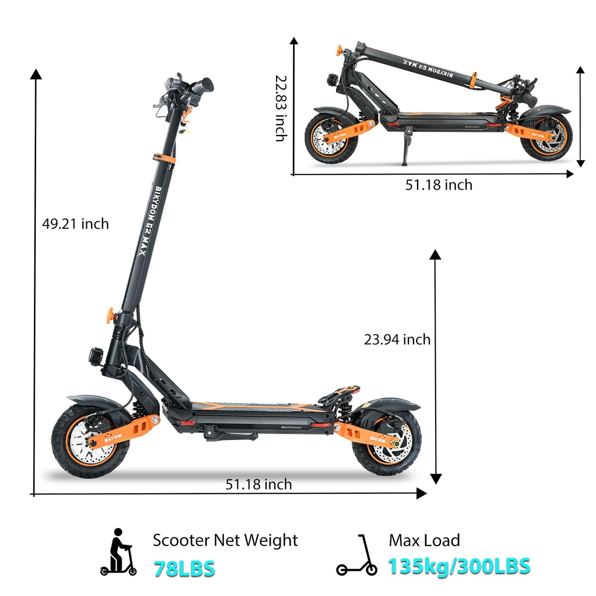 1600 W Motor 50 Miles Range 40 MPH Electric Scooter C851313
