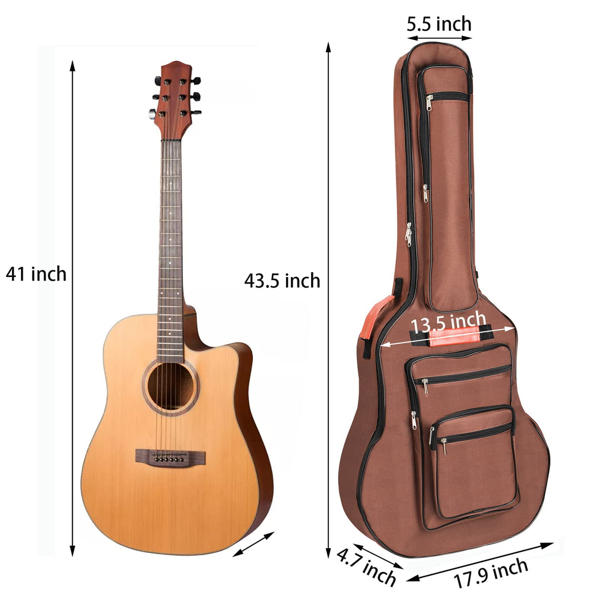 40 41 42 Inches 6 Pockets Waterproof Oxford Cloth Guitar Bag T111476