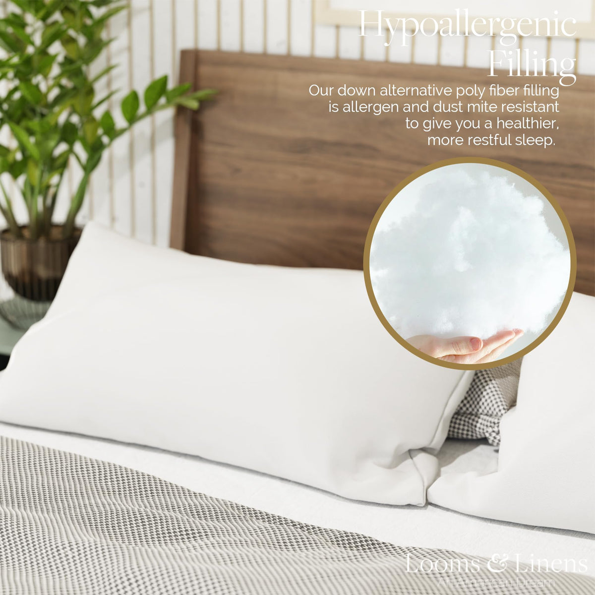 King Size Pillows Set of 2 20 x 36 Hypoallergenic Down Alternative Pillow Inserts G638