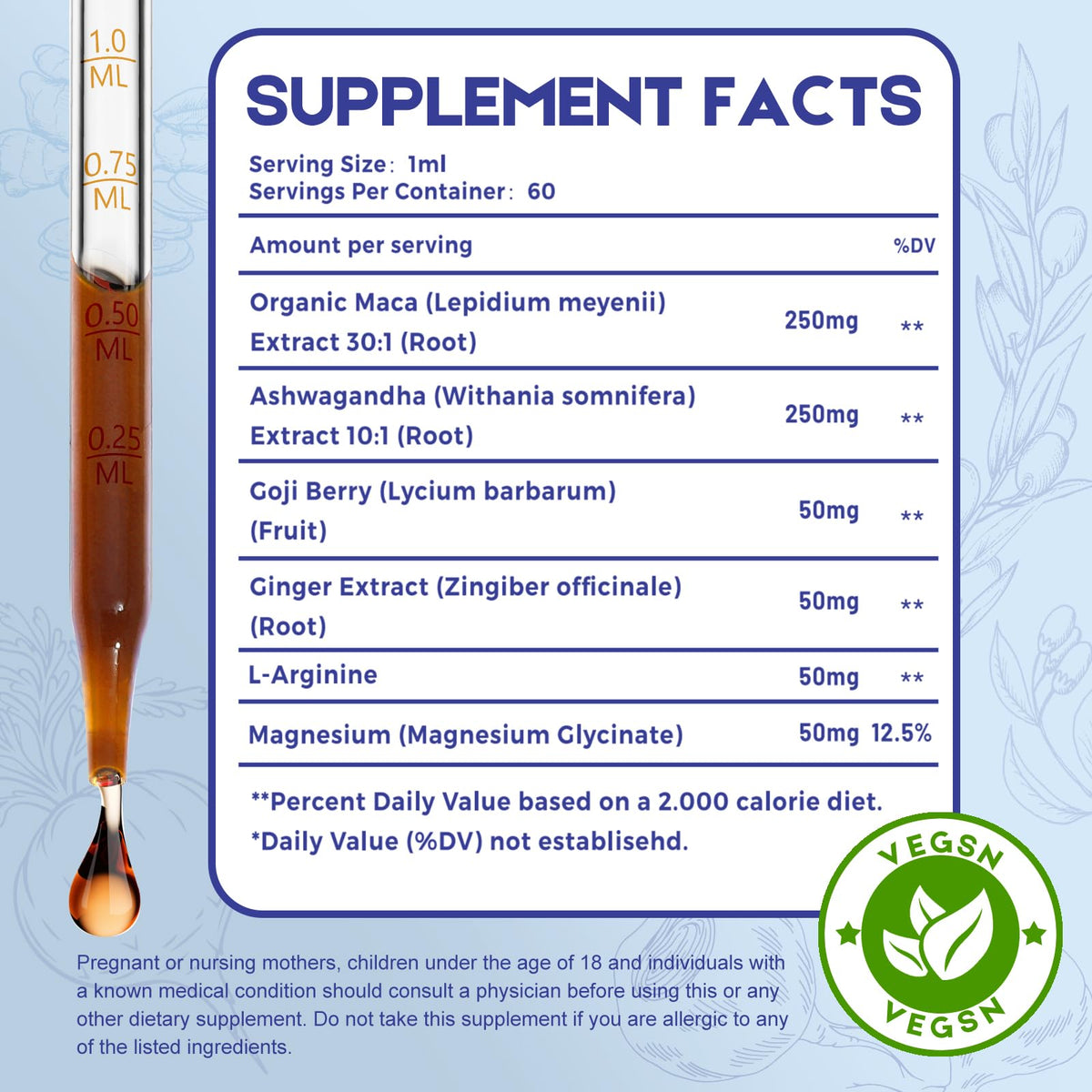 Maca Root Ashwagandha Liquid Drops 4 fl oz 2 Pack D646657