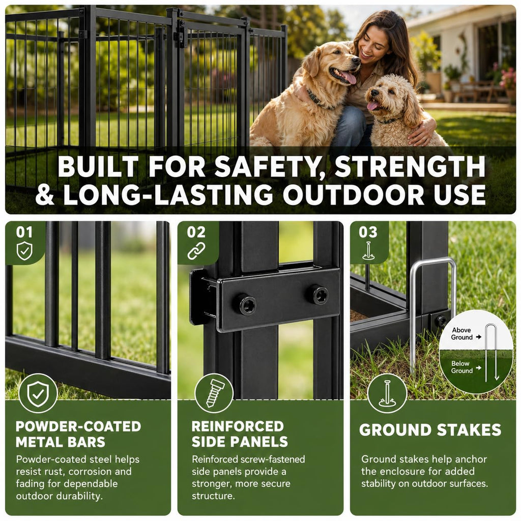 4 x 4 x 4.25 FT Outdoor Dog Kennel with Roof C409