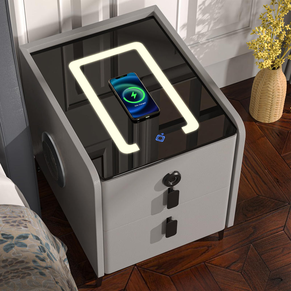 Wireless Charging Nightstand with 2 Drawers M1451