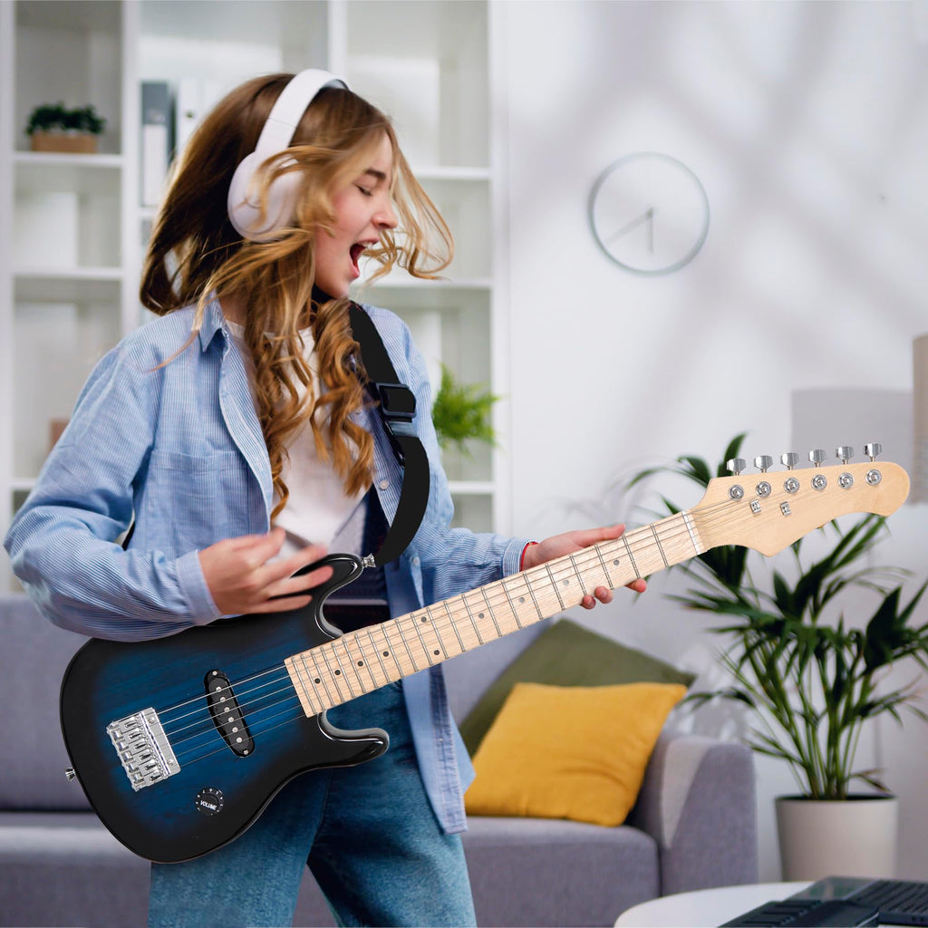 30 Inch Blue Kids Electric Guitar Beginner Kit with Amplifier K43976
