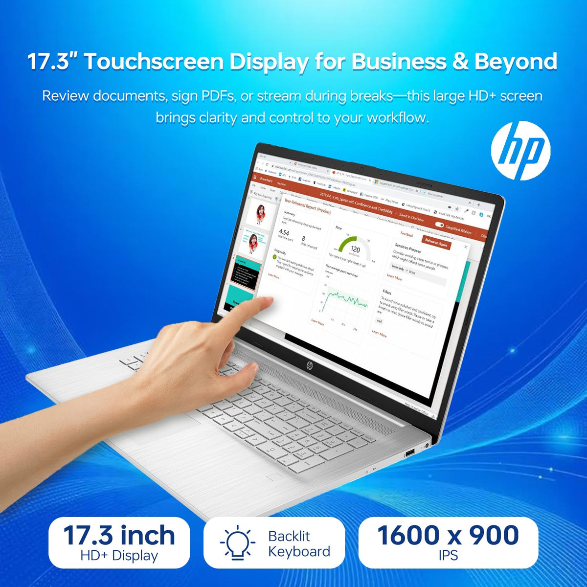 17.3" HD+ Touchscreen Laptop, Intel Core i5, 16GB RAM, 1TB SSD, Silver P163