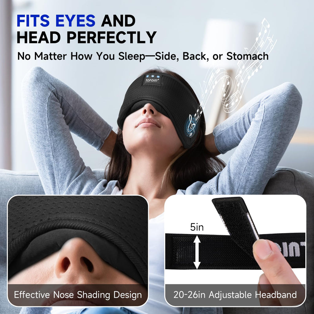 Cotton Sleep Mask Headphones Bluetooth Wireless with Microphone G41615