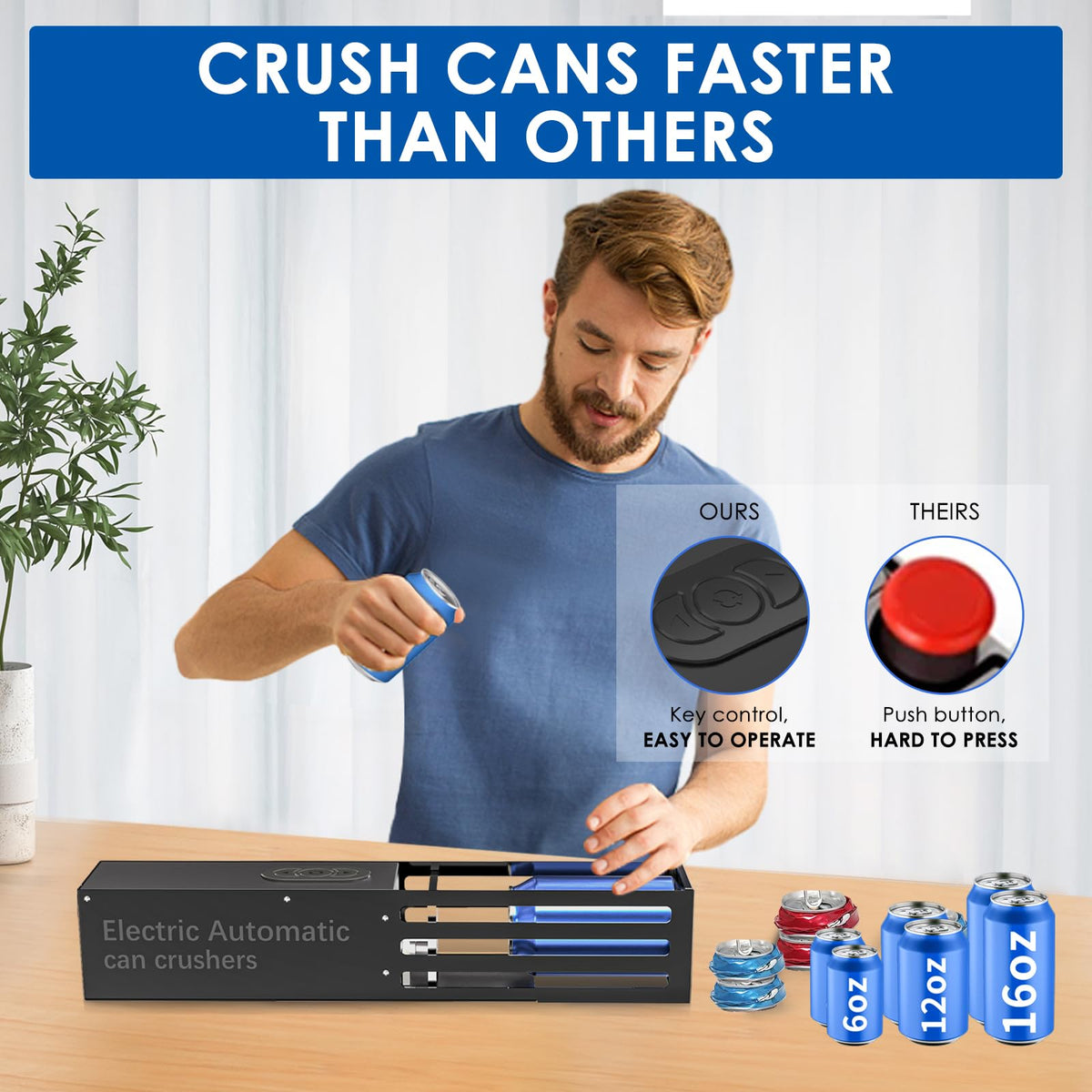 Automatic Electric Can Crusher for 8oz 12oz 16oz Cans Y22100