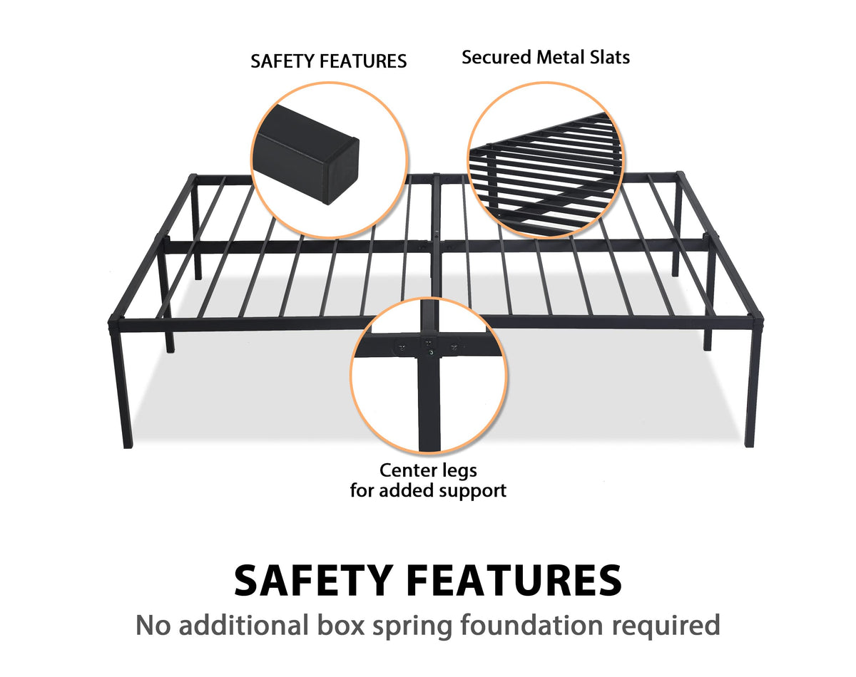 14 Inch Full Size Metal Bed Frame with Storage A685