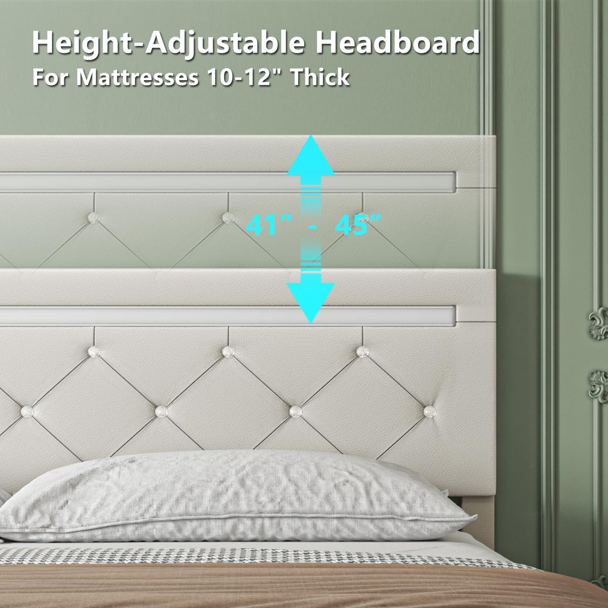 Full Size Bed Frame with LED Light and Storage Drawers N8486