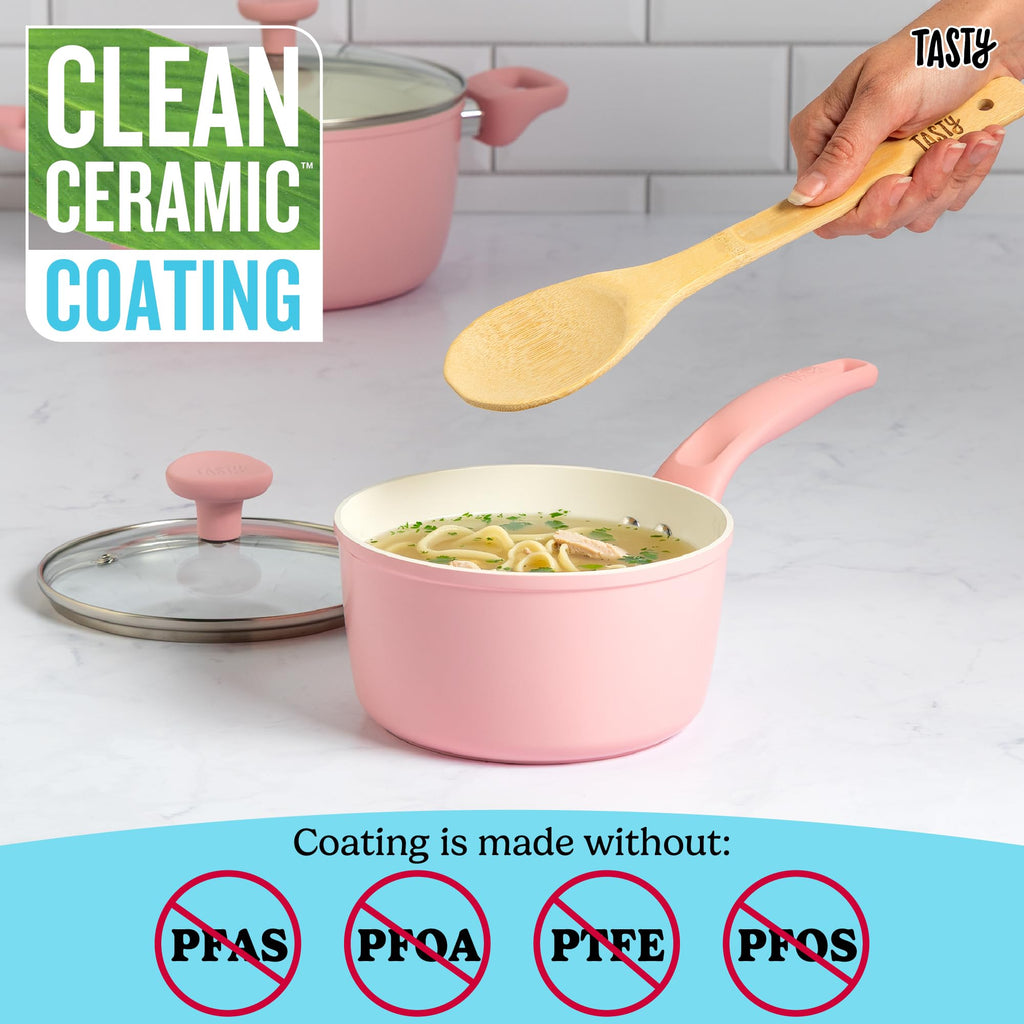 12 Piece Pink Nonstick Ceramic Cookware Set R964053
