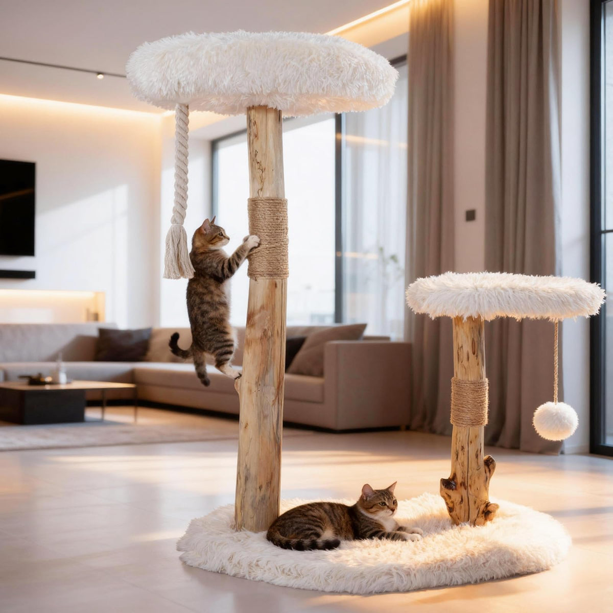 Modern Cat Tree Tower with Sisal Scratching Post Z89353