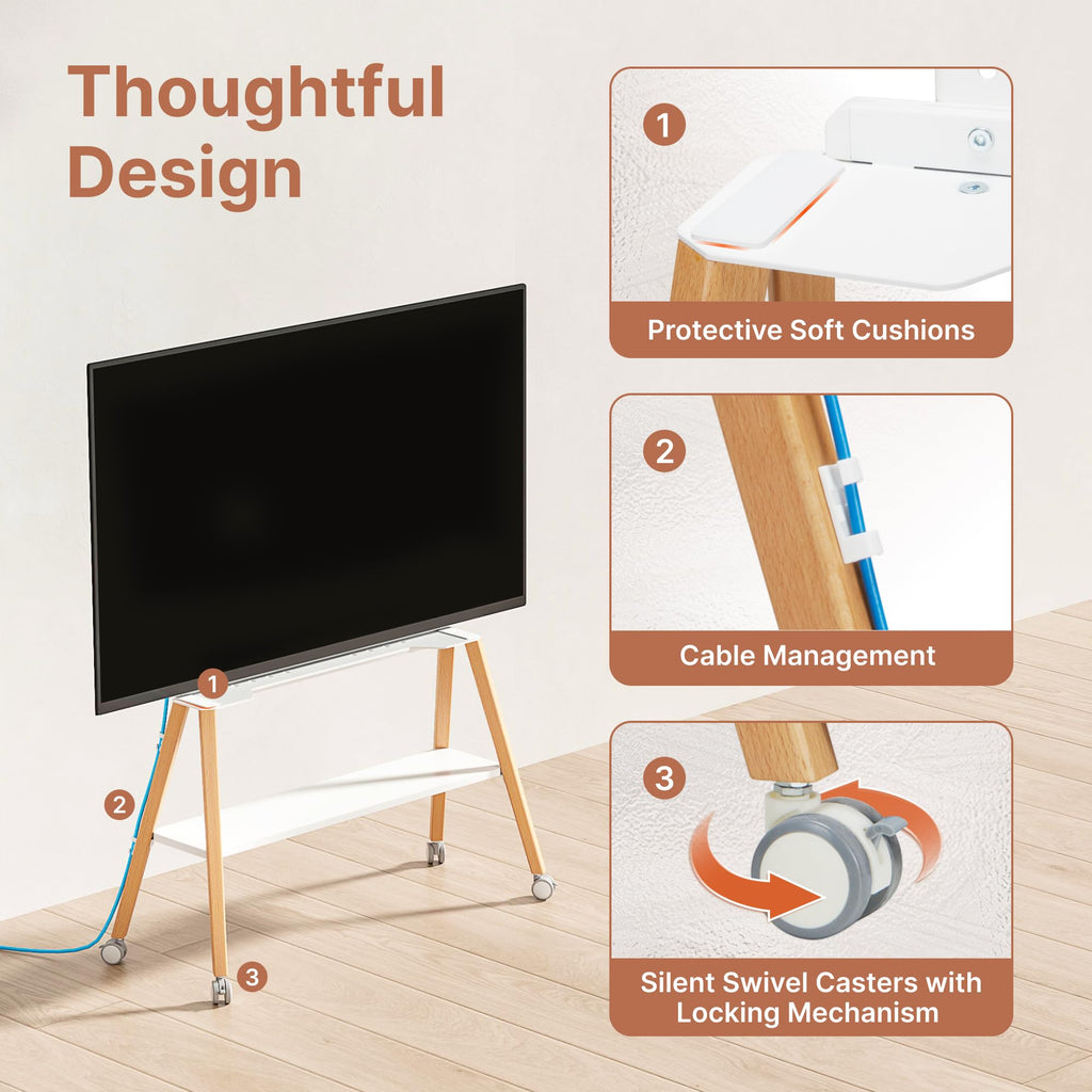 White Rolling Easel TV Stand Z5529