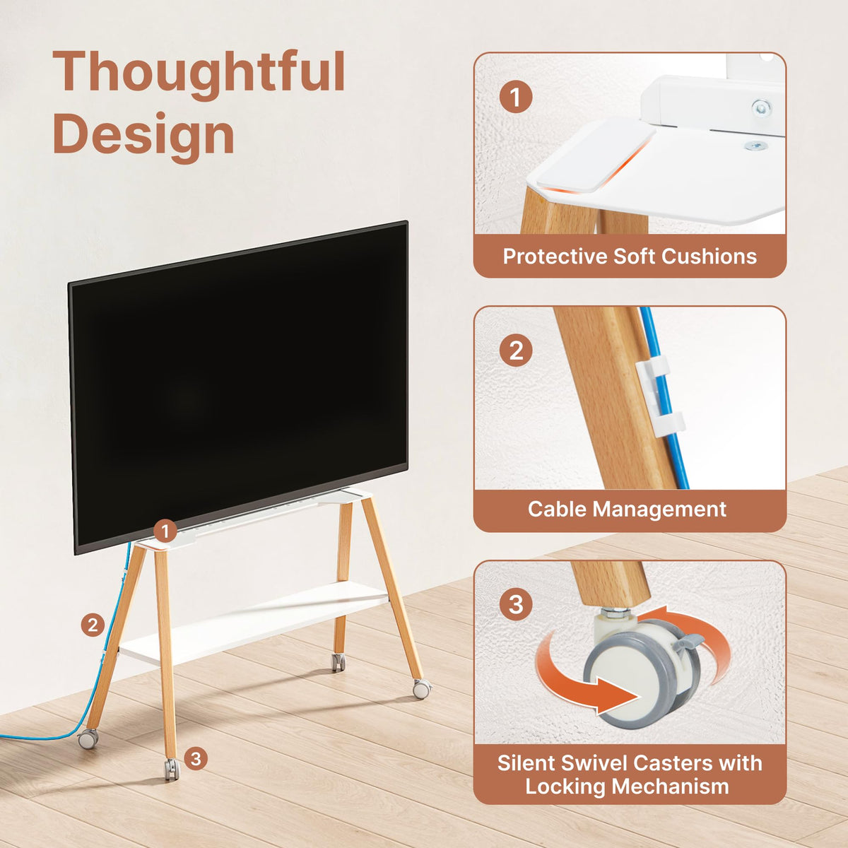 White Rolling Easel TV Stand Z5529