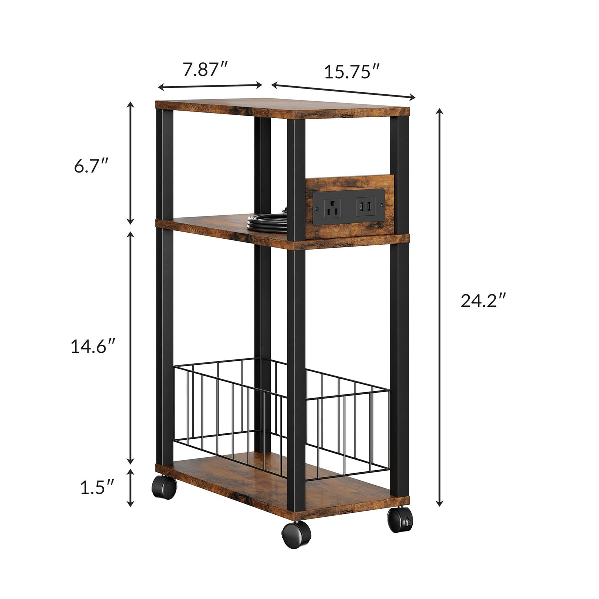 Rolling Side Table with Wheels C2557