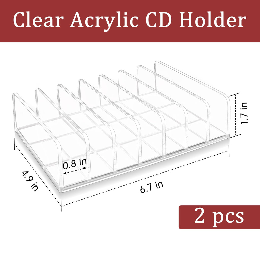 2 Pcs Clear Acrylic CD Holder L5214