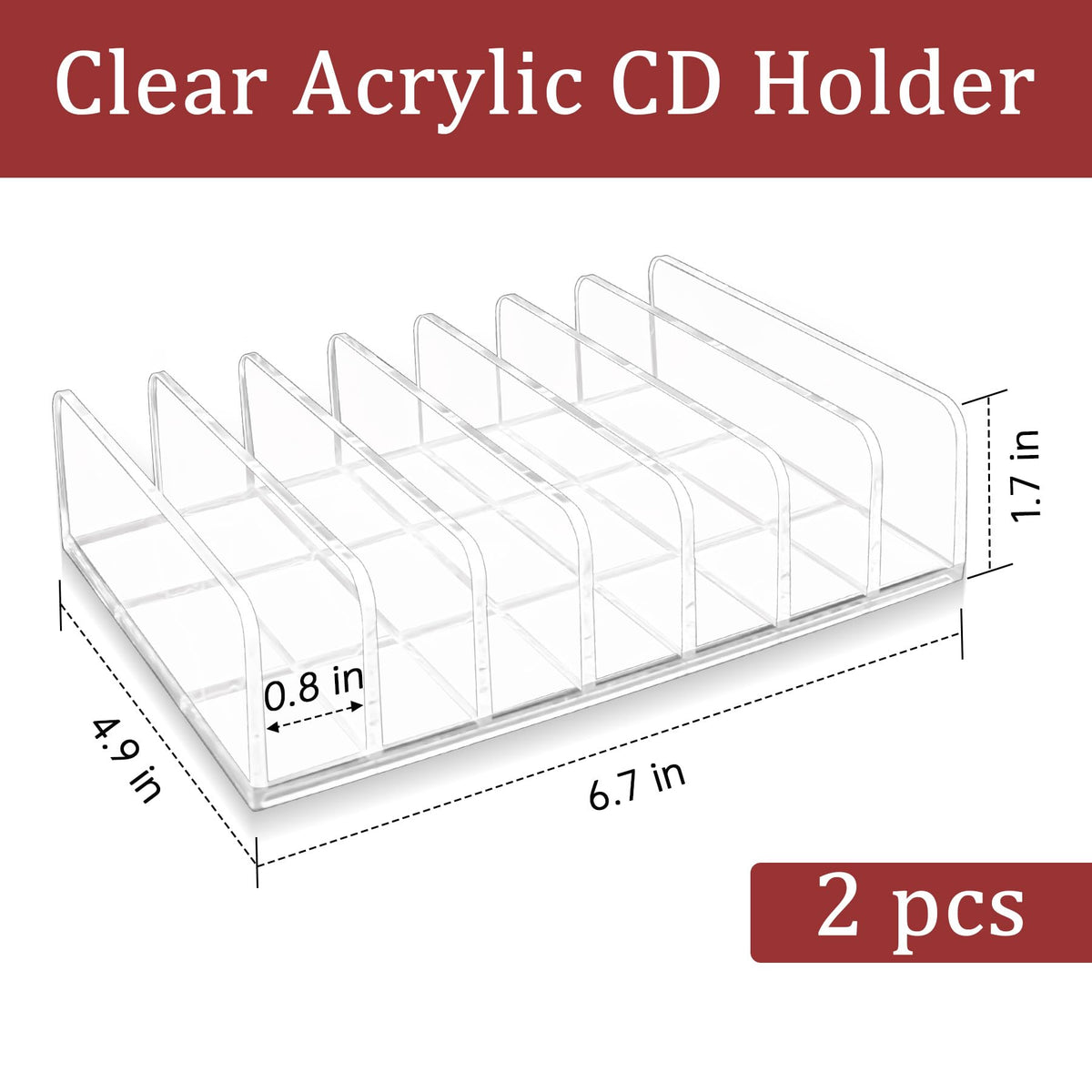 2 Pcs Clear Acrylic CD Holder L5214