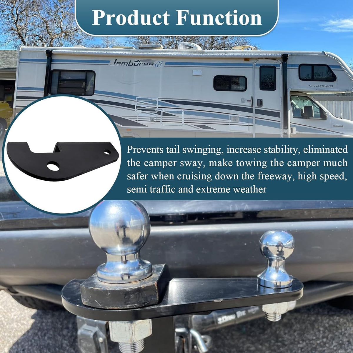 Anti Sway Trailer Hitch Adapter for 2" Square Ball Mounts H107