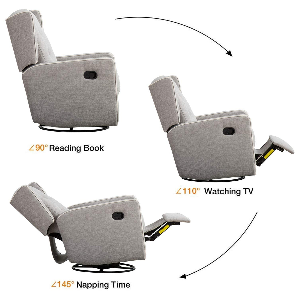 Grey Swivel Rocker Recliner Chair N5241