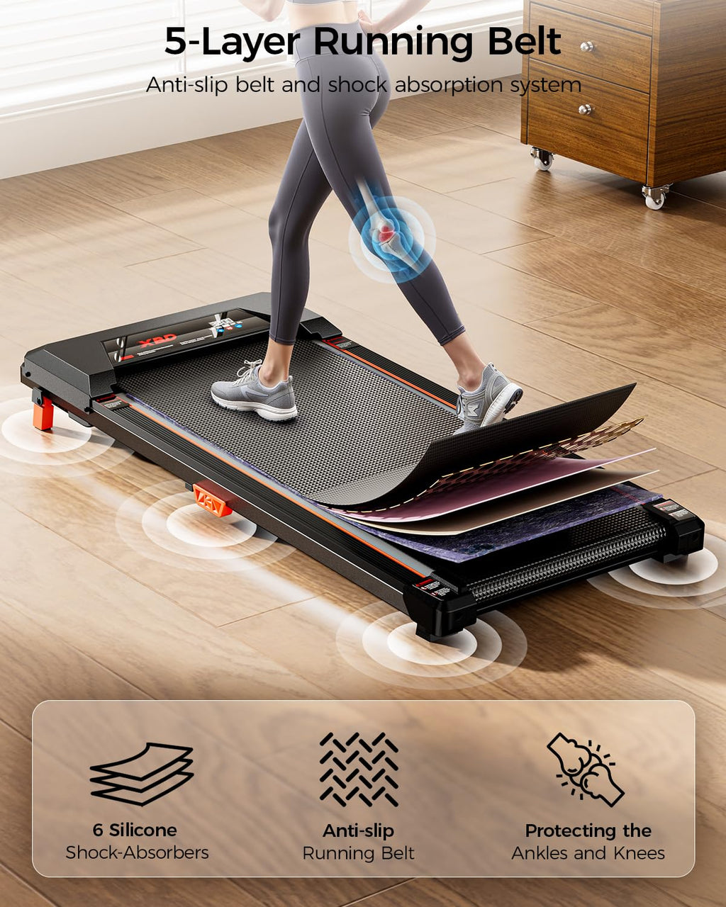 Incline Walking Pad Treadmill 330 Lbs Capacity 2.5HP V6564
