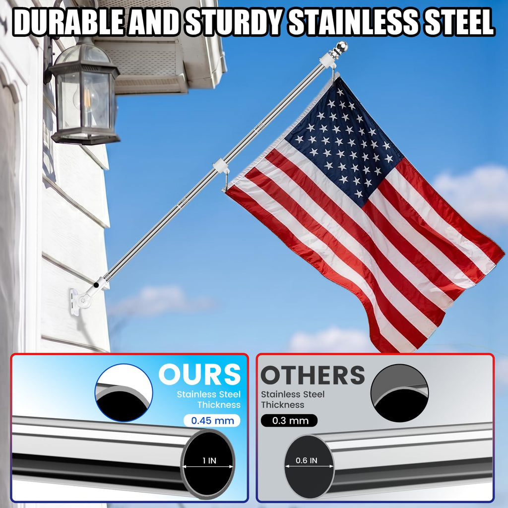 Silver 6 FT Stainless Steel Flag Pole Kit 2 Pack L7230
