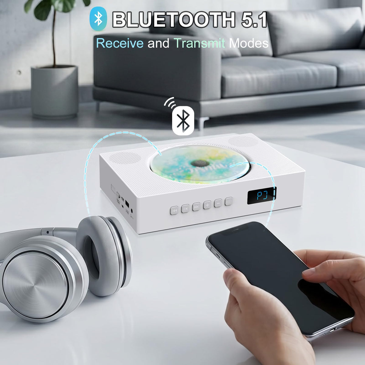 Portable CD Player with Bluetooth & Speakers N11565