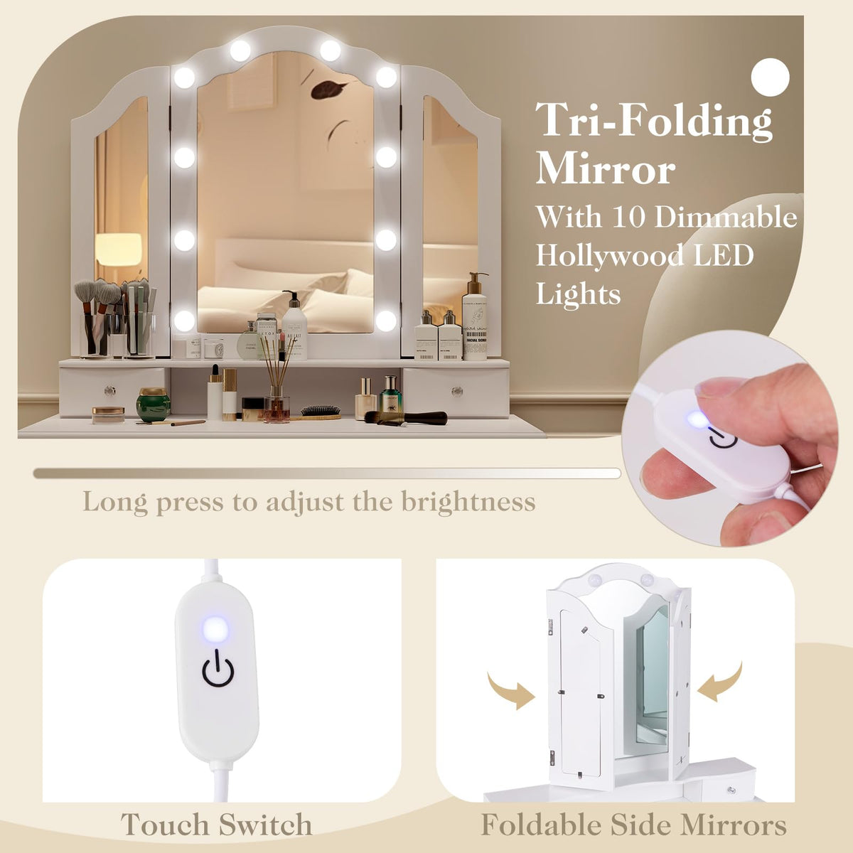 Vanity Desk with Lighted Mirror Y338231
